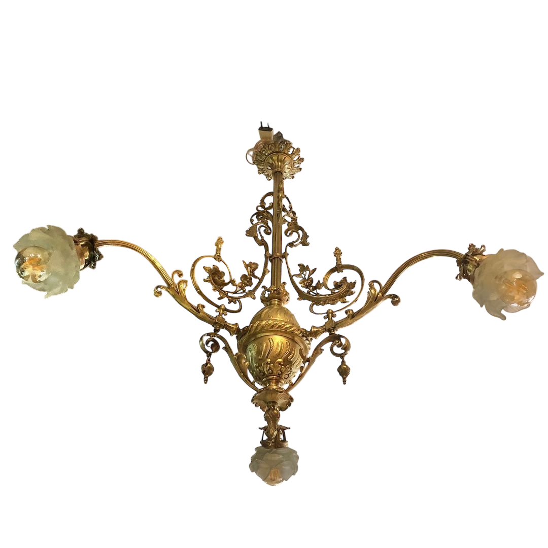 Antigua lámpara francesa de tres brazos